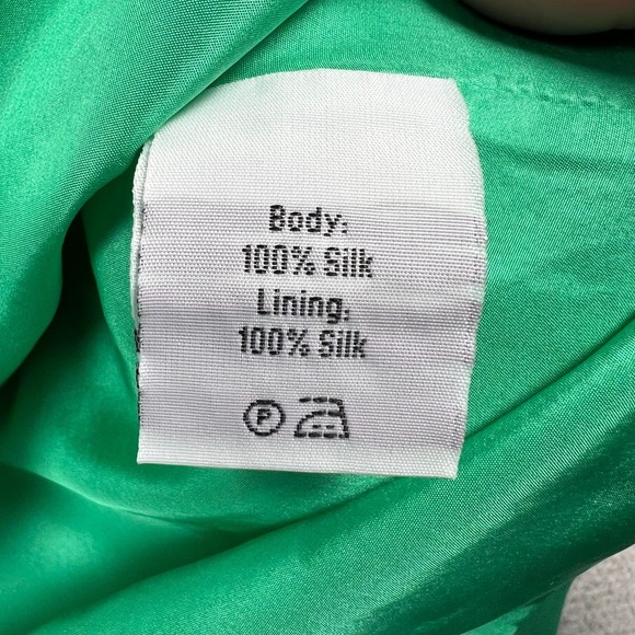 Raoul 100% Silk Shift Dress Womens 8 Pleated Sleeveless Belted Kelly Green - Picture 7 of 8